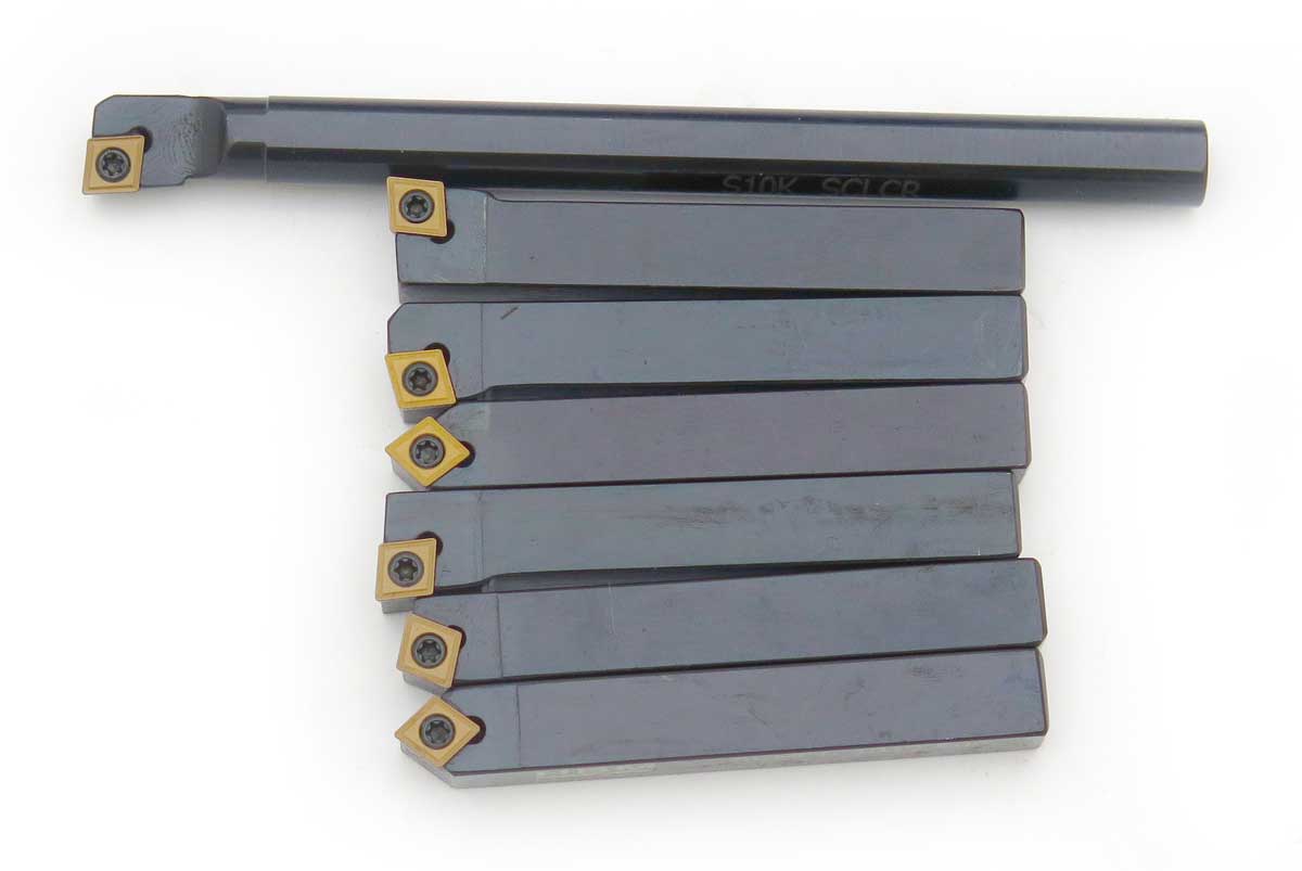 Soustružnické nože 8 mm s výměnnými VBD plátky / destičkami typu CCMT, sada 7 dílů