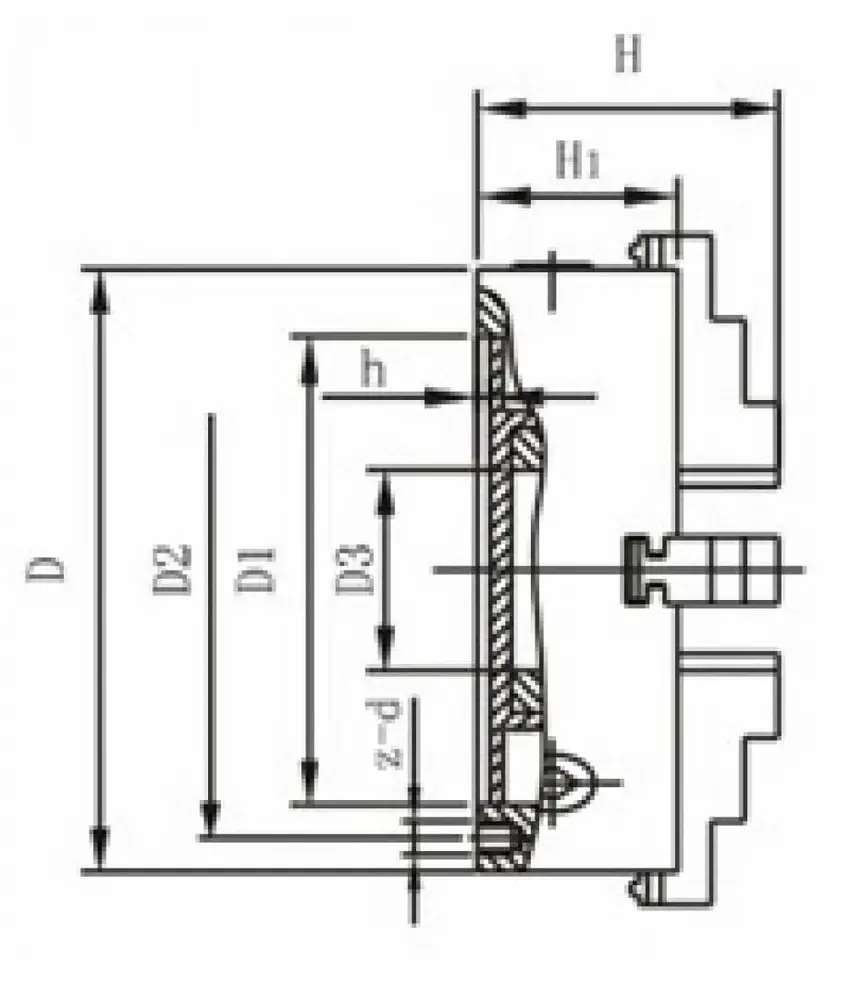 Nezávislé soustružnické sklíčidlo K72 - 80 mm, 4 čelisti, DIN 6350