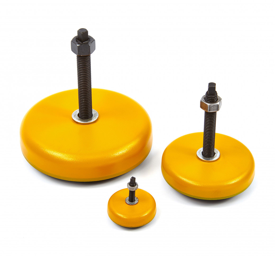 Stavitelná antivibrační noha pod stroje a zařízení, průměr 120 mm, závit M12, zátěž až 1100 kg