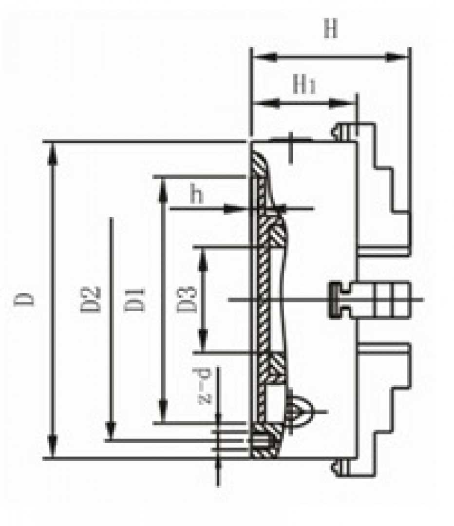 Samocentrovací soustružnické sklíčidlo 160 mm, 4 čelisti, DIN 6350