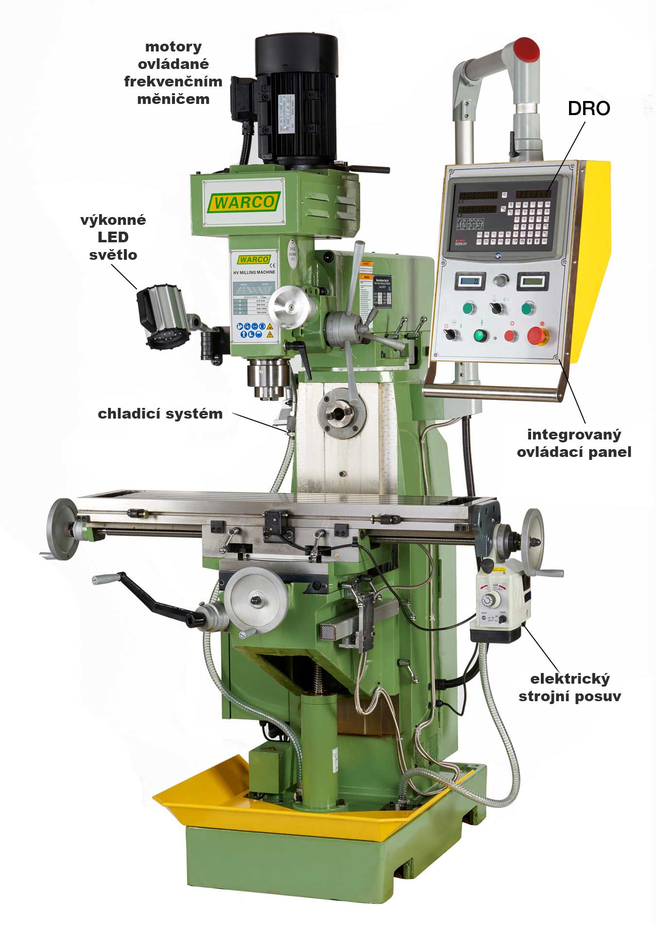 Warco HV horizontální / vertikální frézka, ISO30, Invertor, Model 2018, 950 kg