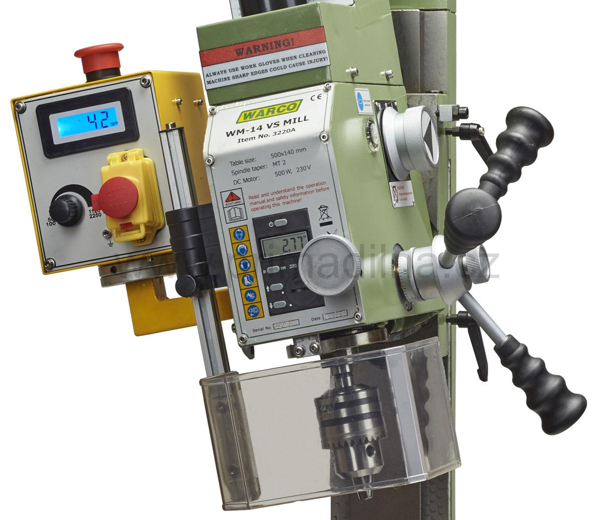 Warco WM 14, frézka na kov, vario otáčky, digitální odměřování 3-osy - 60 kg