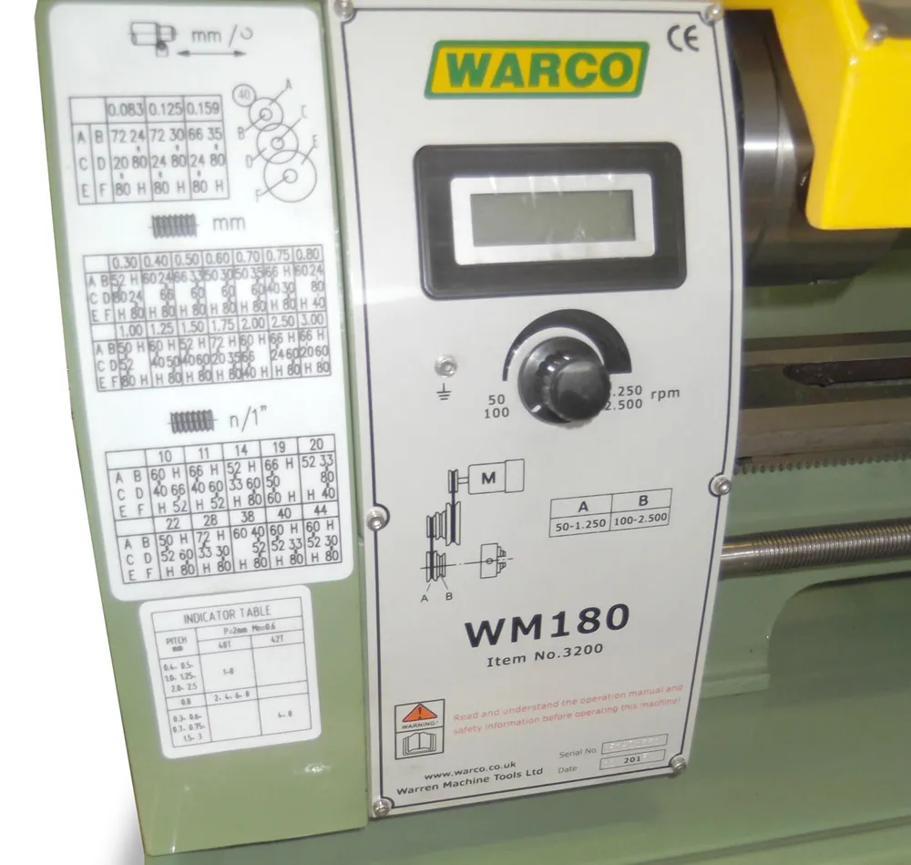 Warco WM 180, stolní soustruh na kov, variabilní otáčky, bezkartáčový motor
