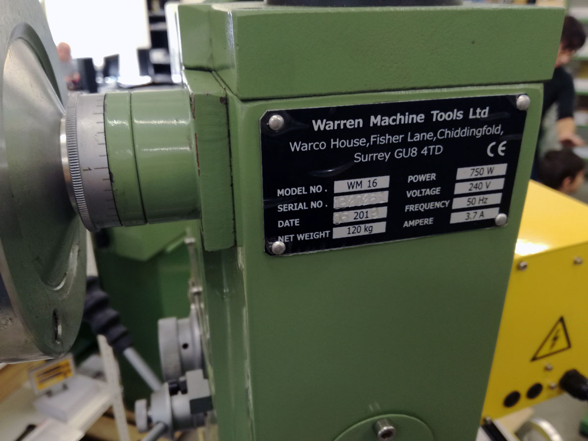 Warco WM 16, frézka na kov, s regulací otáček, strojní posuv osa X