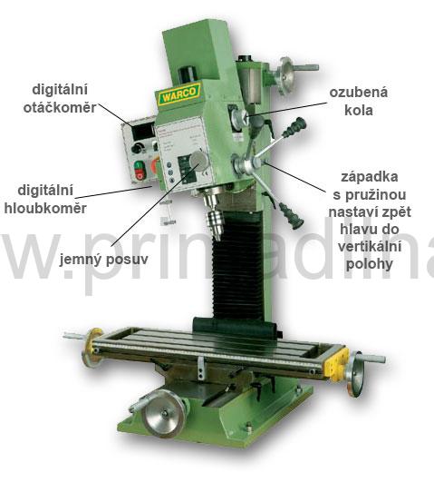 Warco WM 18, frézka na kov s regulací otáček, kužel R8 - 220 kg