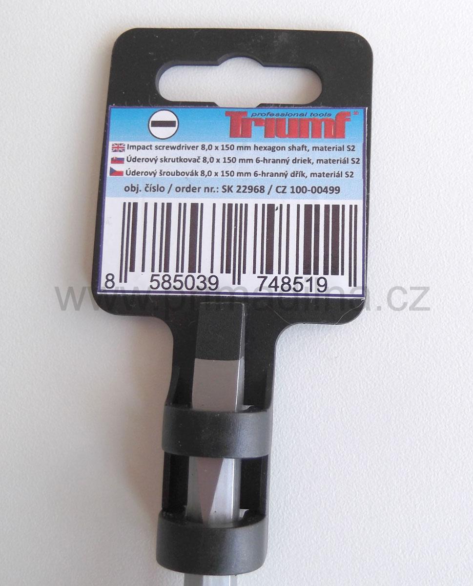 Šroubovák úderový, tvrzený, S2, plochý šestihranný, PL6  x 38 mm, Triumf