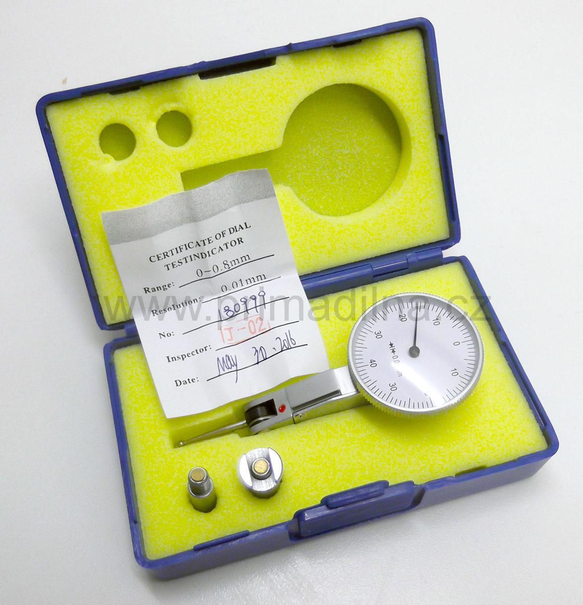 Odchylkoměr (úchylkoměr) analogový páčkový číselníkový-metrický, 0.01 mm, Warco