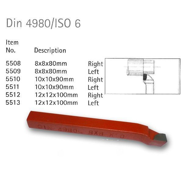 Levý soustružnický nůž, wolfram-karbidový letovaný plátek, 10 mm, 90°, Warco