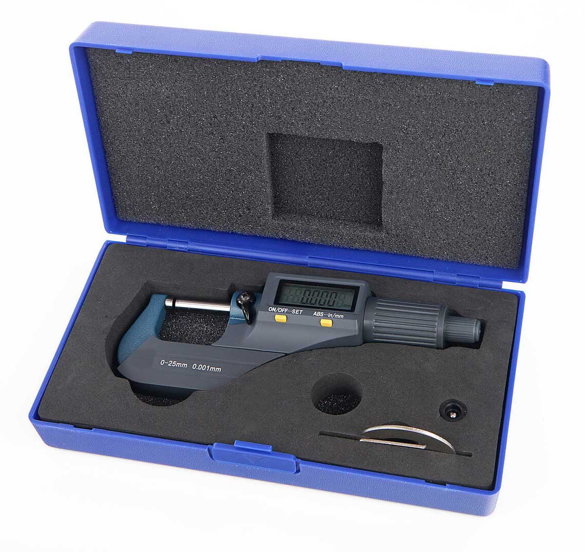 Digitální mikrometr vnější, odolný proti kapalinám, LCD displej, USB, rozsah 0 - 25 mm