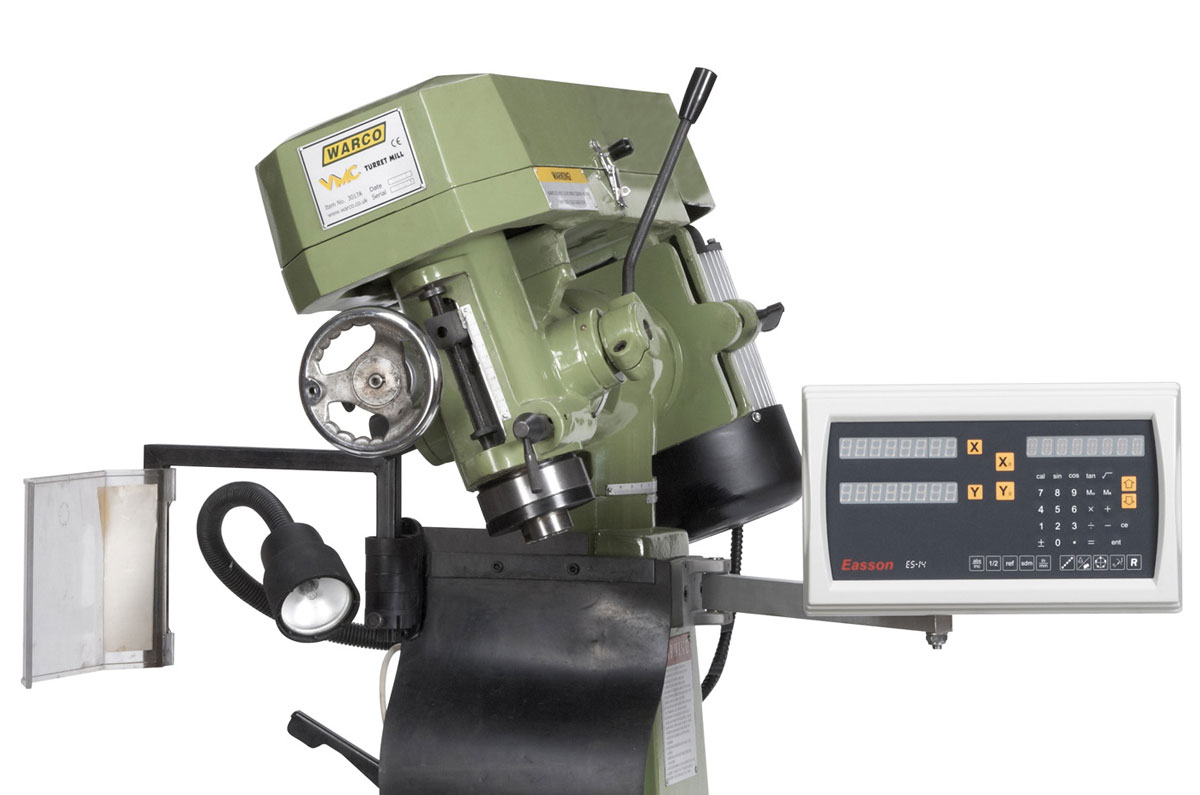 Warco VMC, univerzální frézka, věžový typ, R8, 400V, 2 osé digitální odměřování