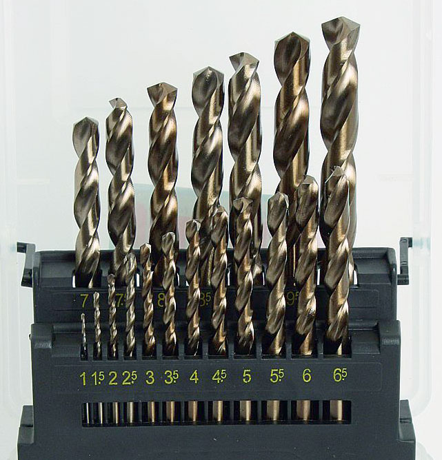 Vrtáky broušené, HSS, 1.0-10.0 mm, 19 dílů, povrchová úprava Rainbow, Triumf