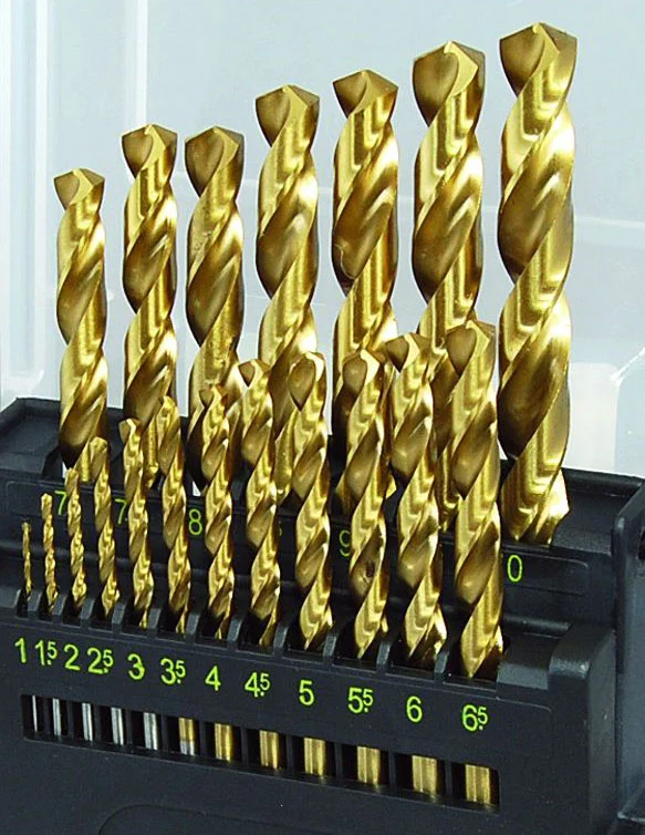 Vrtáky HSS-TiN, 1.0-10.0 mm, 19 dílů, broušené, Triumf