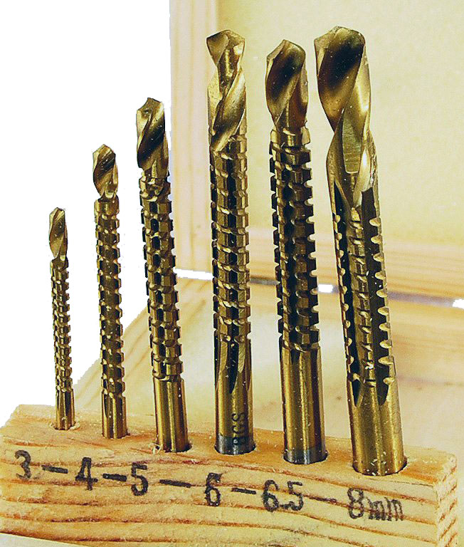 Vrtáky frézovací, HSS-TiN 3.0 - 8.0 mm, sada 6 dílů, Triumf
