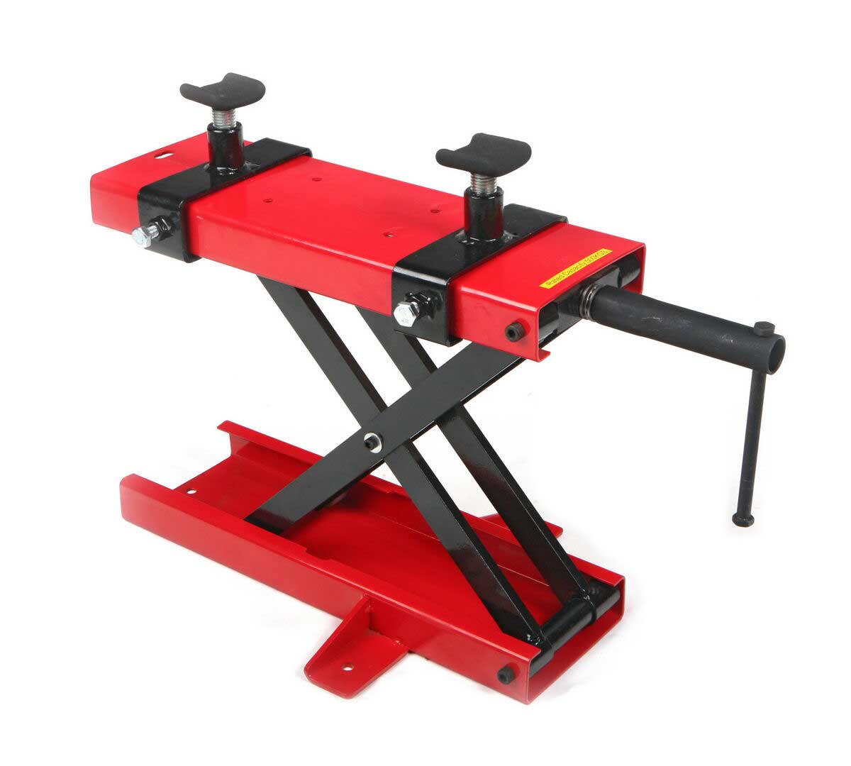 Mini motocyklový zvedák, velmi výkonný, zvednutí až 500 kg, hmotnost 15 kg, červeno-černý