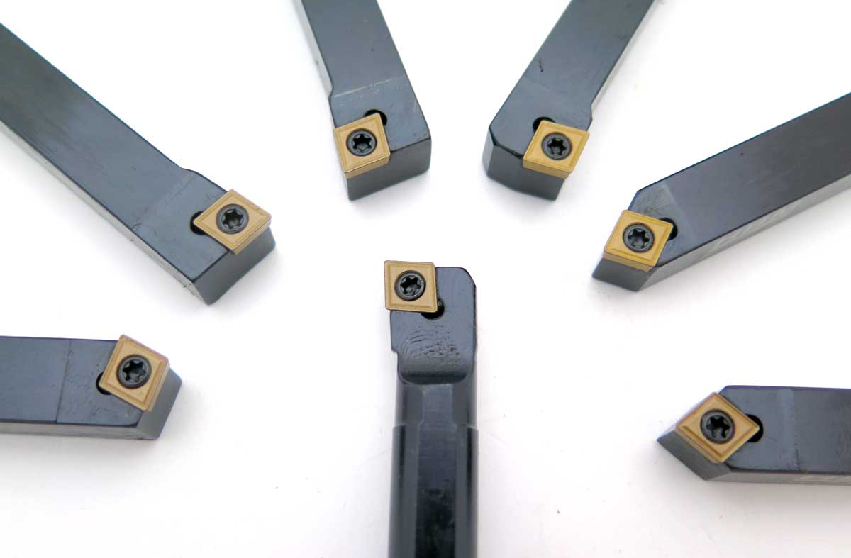 Soustružnické nože 6 mm s výměnnými VBD plátky / destičkami typu CCMT, sada 7 dílů