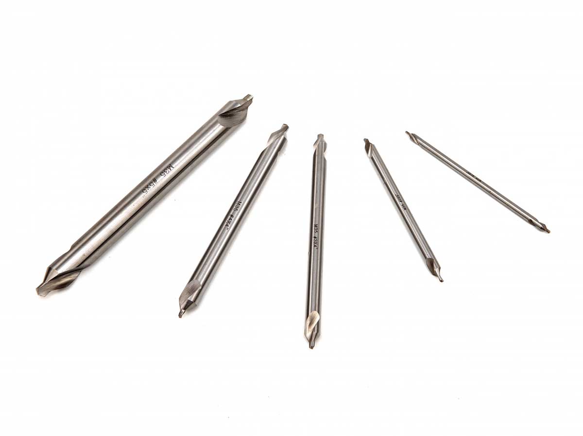Extra dlouhé středící vrtáky (navrtáváky) pro soustruh, HSS - 5% Cobalt,  1 - 5 mm, sada 5 dílů