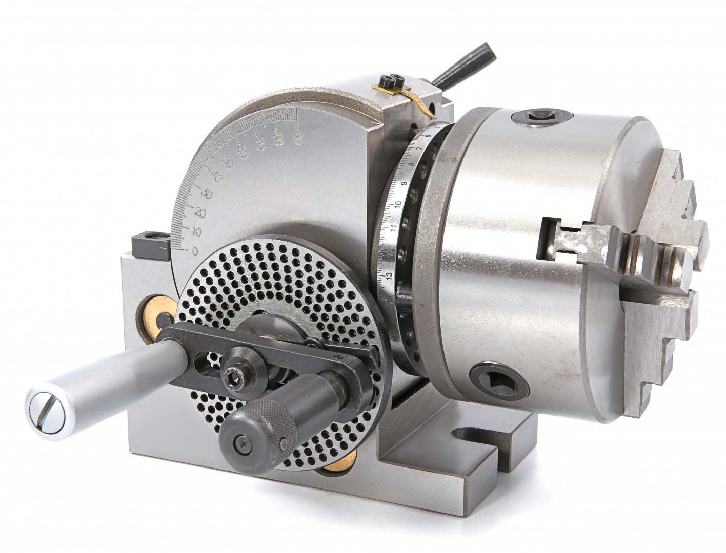 BS-0 precizní dělící hlava univerzální, sada s koníkem, dělicími kotoučky a sklíčidlem 125 mm