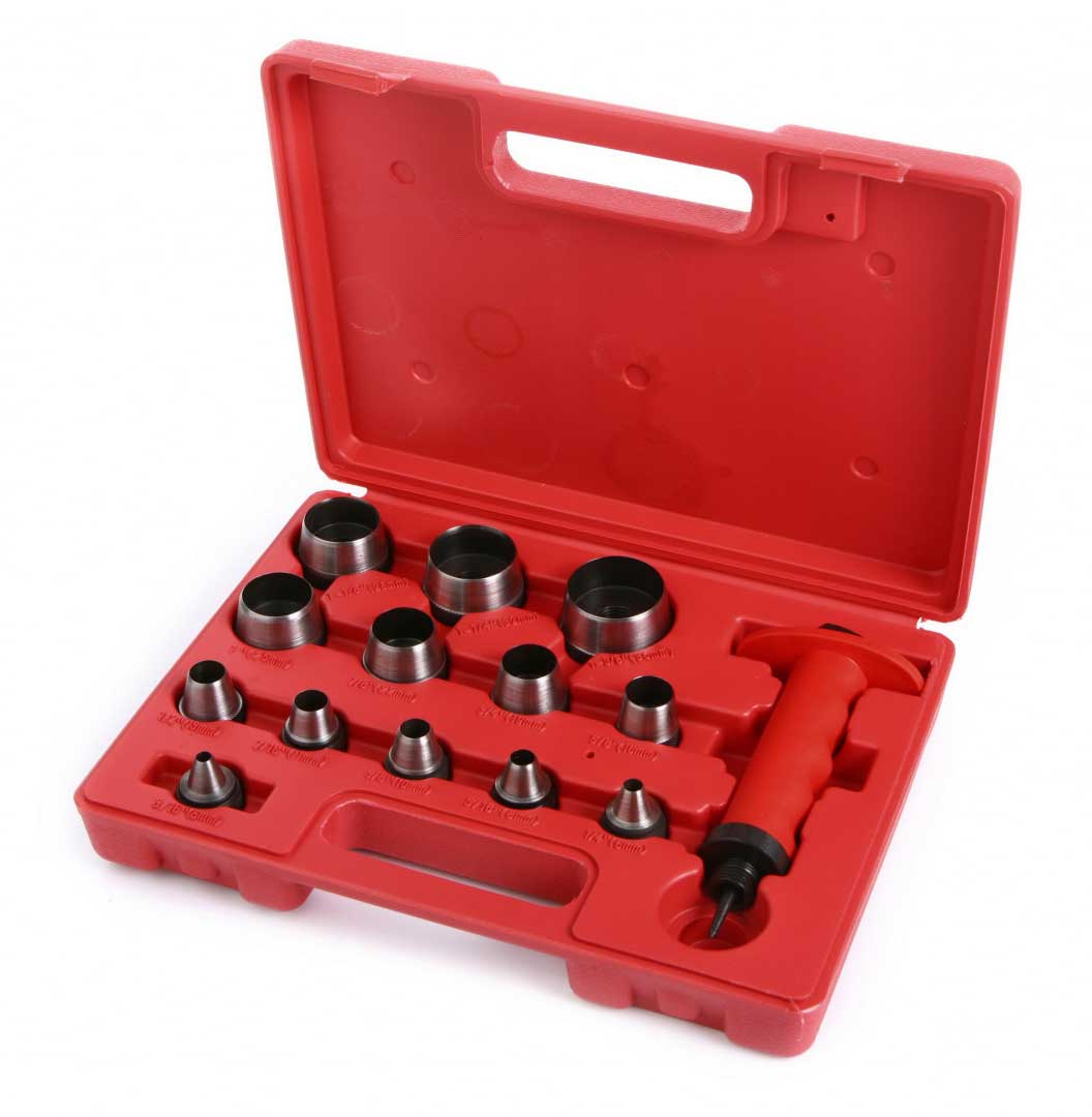 Výsečníky, děrovače s výměnnými hlavicemi, 5 - 35 mm, 14 dílů