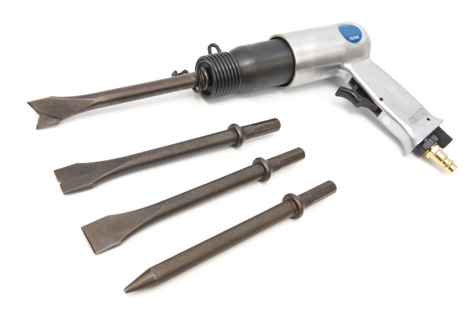 2 v 1 - pneumatické (vzduchové) kladivo, sekáč a škrabka, sada 7 dílů