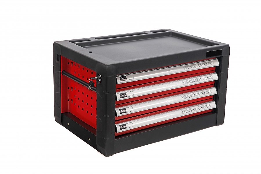 Robustní skříňka na nářadí se 4 zásuvkami - ČERVENÁ
