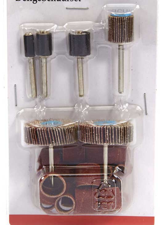 30 dílná sada brusných smirkových kotoučků a tělísek a 3 držáky kotoučků se stopkou 3 mm