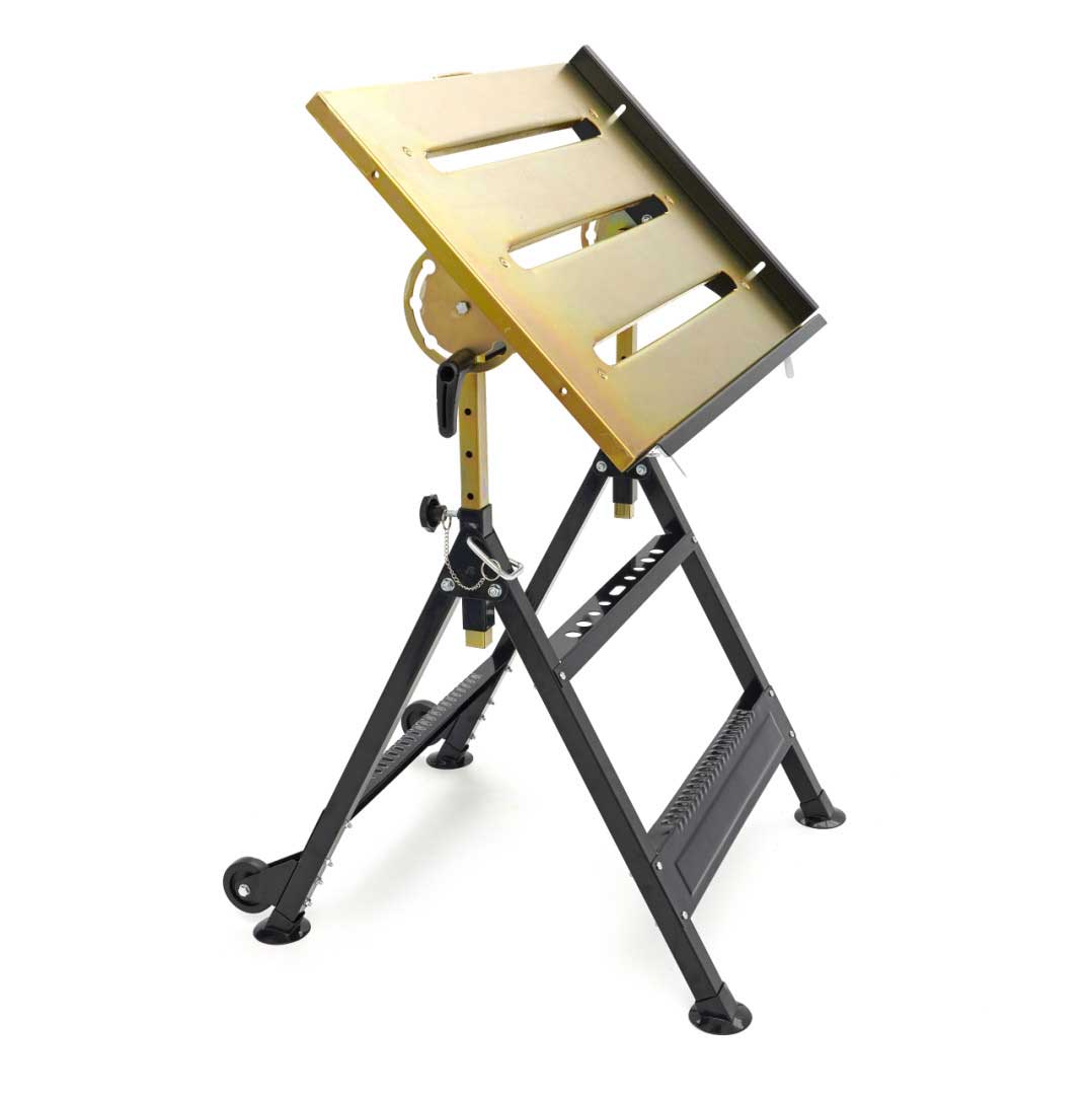 Přenosný pracovní a svařovací stůl 760 x 510 mm, naklápěcí a výškově nastavitelný, nosnost až 160 kg