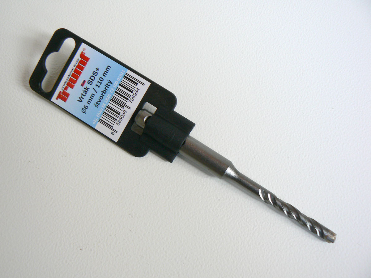 Vrták vidiový do betonu, 4 břity, 6 x 110 mm, SDS Plus, Triumf