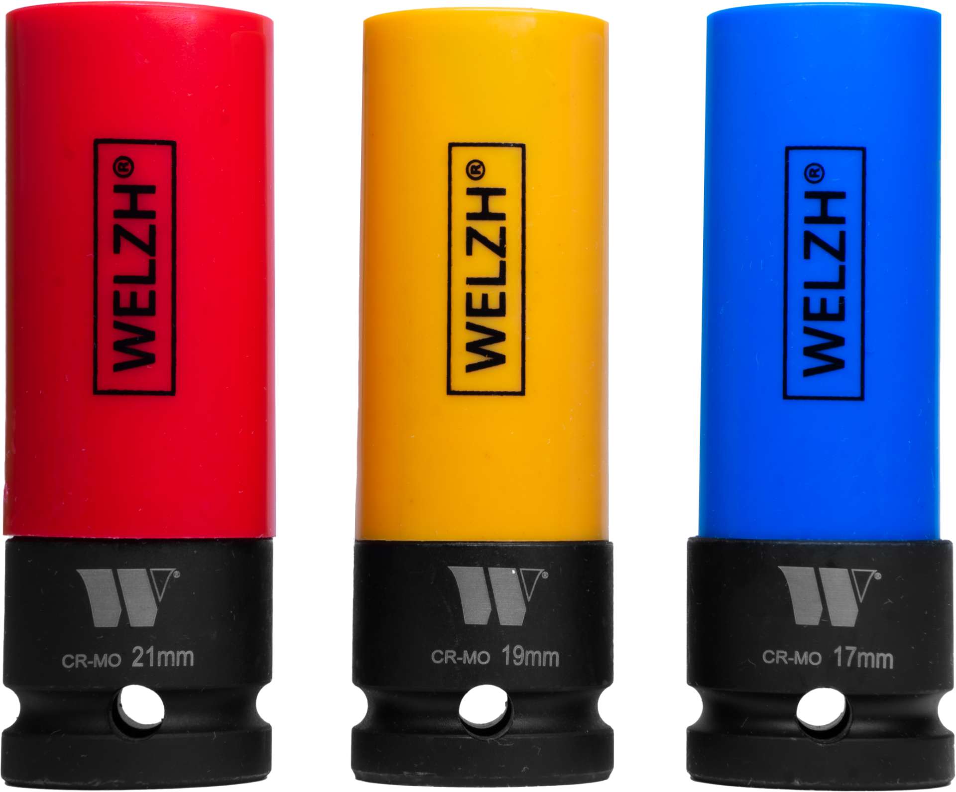 Sada ochranných nástrčných hlavic pro matice kol, vhodné i pro pneumatické nářadí, 17, 19, 21 mm, Welzh