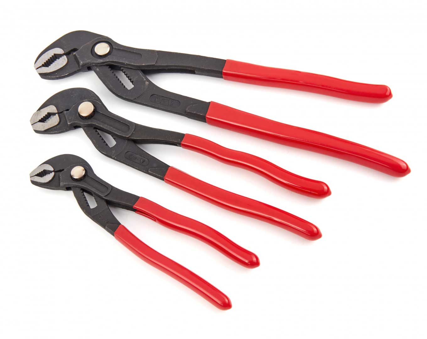 Kleště "sika" s aretační funkcí, tvrzené, 3 kusy v tašce, délky: 175, 250 a 300 mm