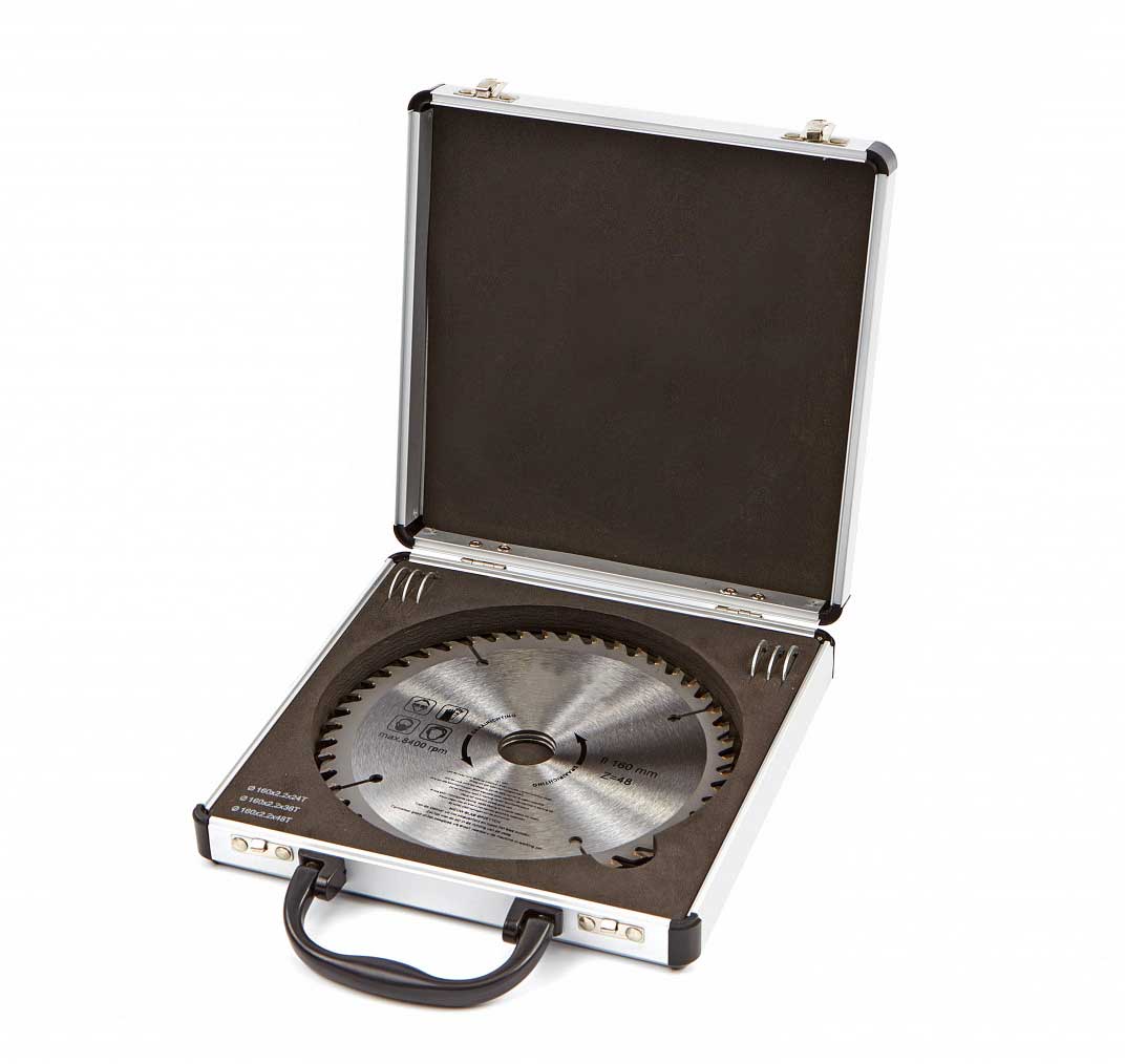 Pilové kotouče s karbidovými zuby, 160 mm, 3 dílná sada, 24, 36 a 48 zubů, 2 redukce