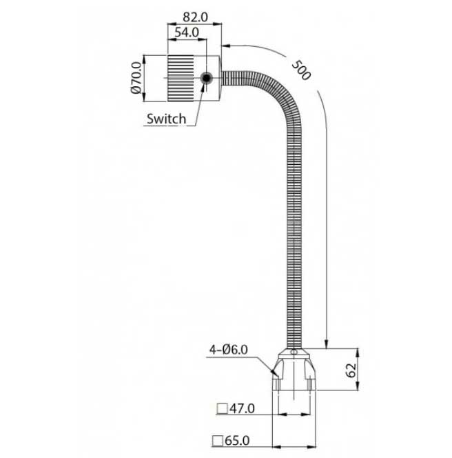 LED světlo s flexibilním ramenem a magnetickou základnou, Warco