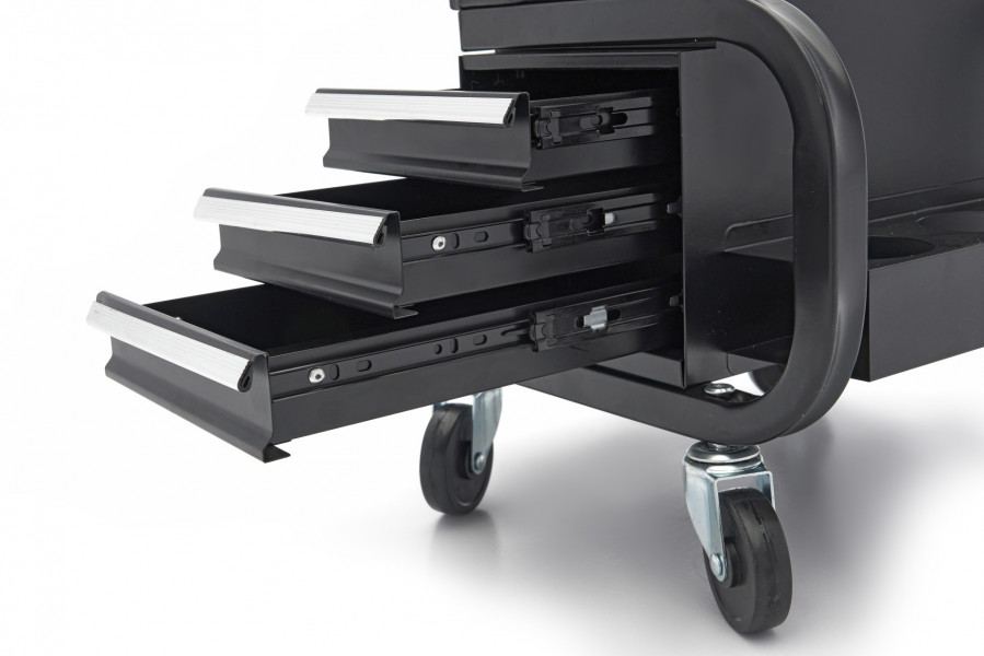 Profesionální dílenská pojízdná stolička se zásuvkami na nářadí