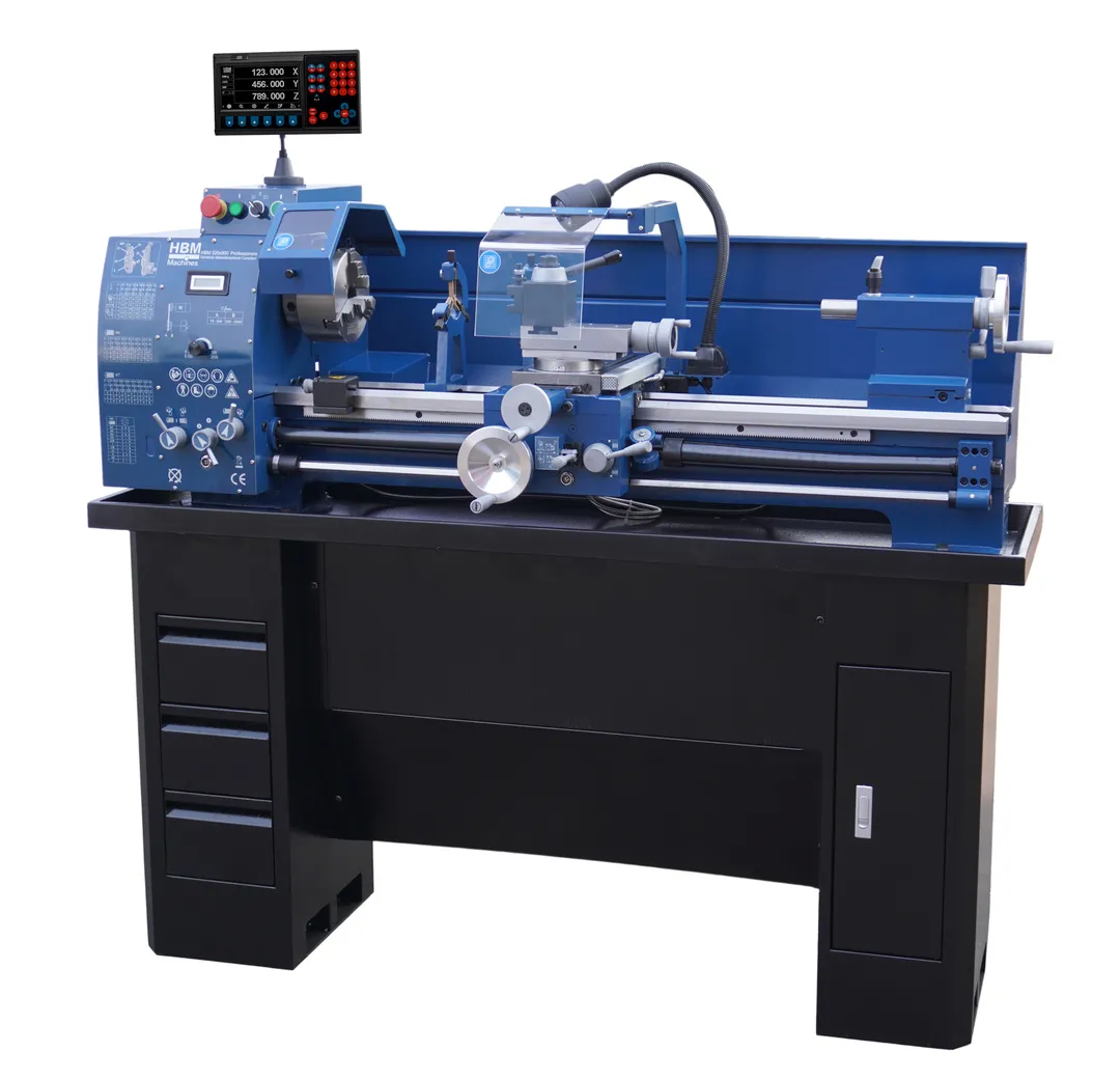 HBM 320 x  900 Norton DRO, soustruh na kov s podstavcem, vario otáčky řízené invertorem, převodovka posuvů, optické digitální odměřování s LCD, plně vybavený, 1.5 kW