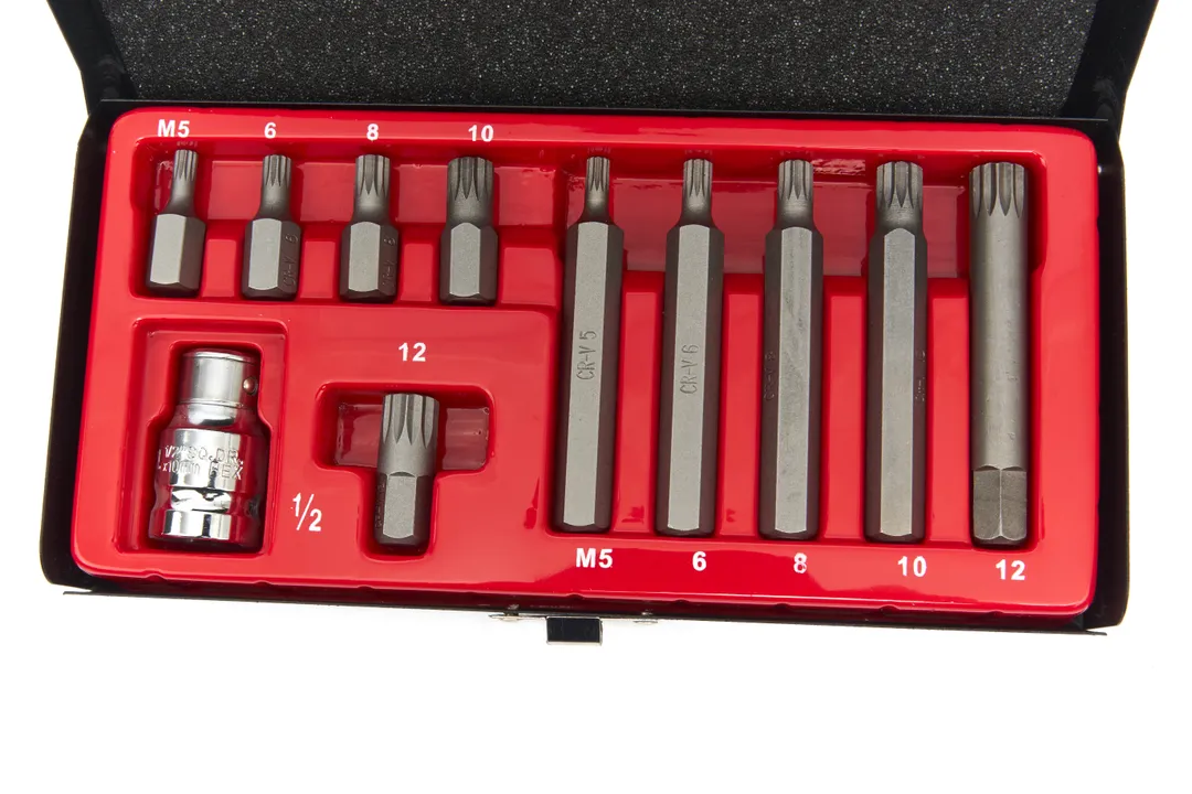Sada XZN (spline) bitů dlouhých a krátkych  M5-M12 s gola adaptérem 1/2", 11 dílů, Cr-V