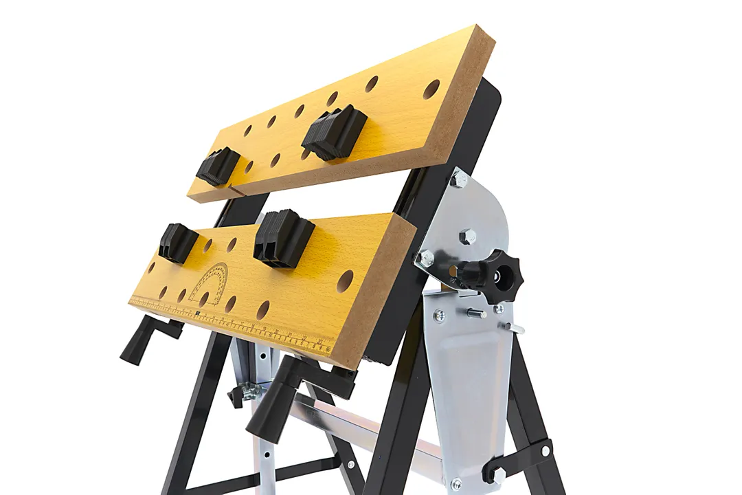 Přenosný pracovní stůl 605 x 640 mm, naklápěcí a výškově nastavitelný, nosnost až 150 kg