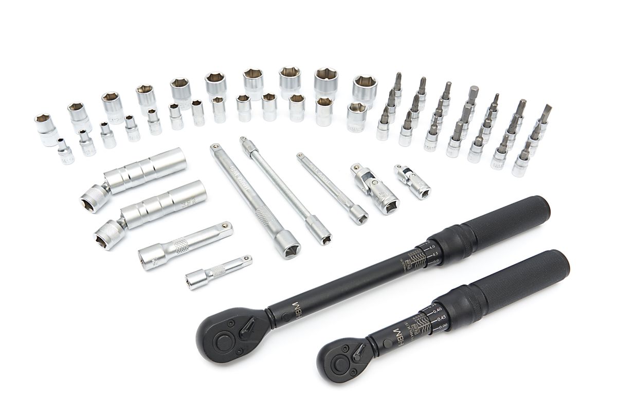 Sada momentových klíčů, 1/4" (1 - 5 Nm) a 3/8" (10 - 60 Nm), 55 dílů