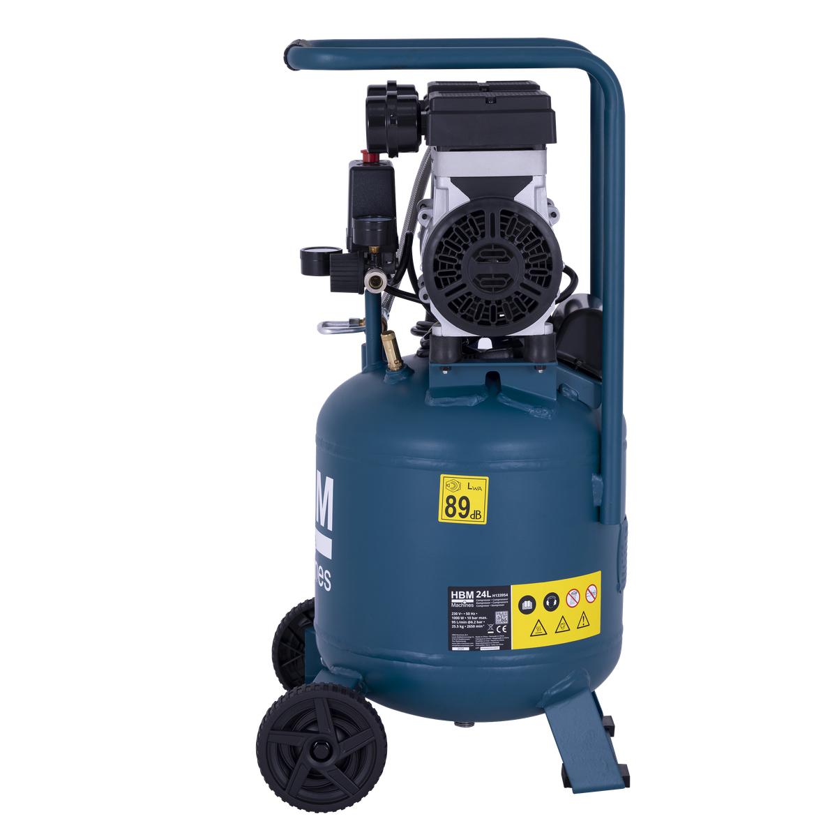 Tichý vertikální kompresor, 1HP, 24l, HBM