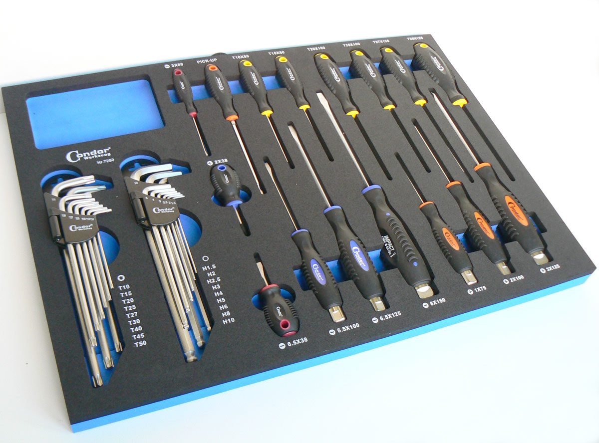Modul šroubováků a Inbus klíčů, 34 dílů, 565 x 395 x 35 mm, Condor Werkzeug