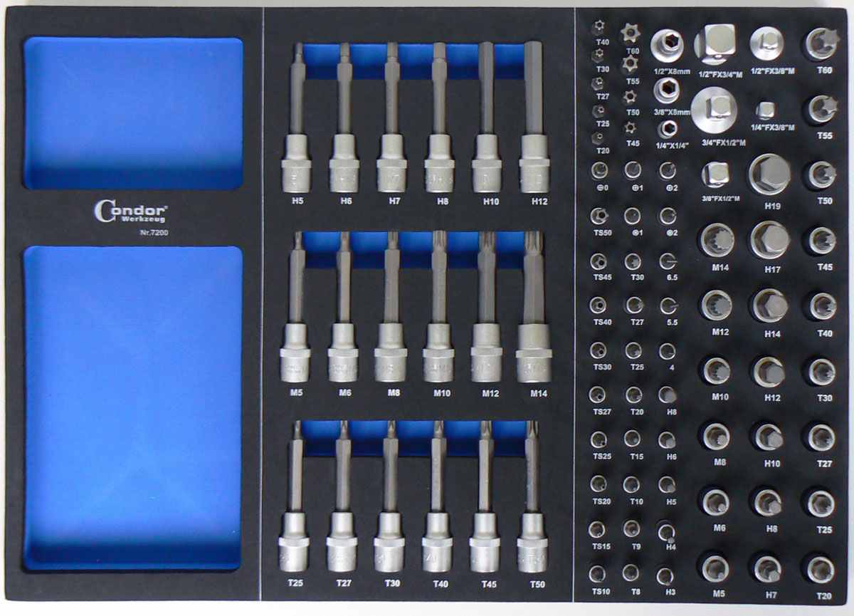 Modul zástrčných hlavic, 87 dílů, 565 x 395 x 35 mm, Condor Werkzeug