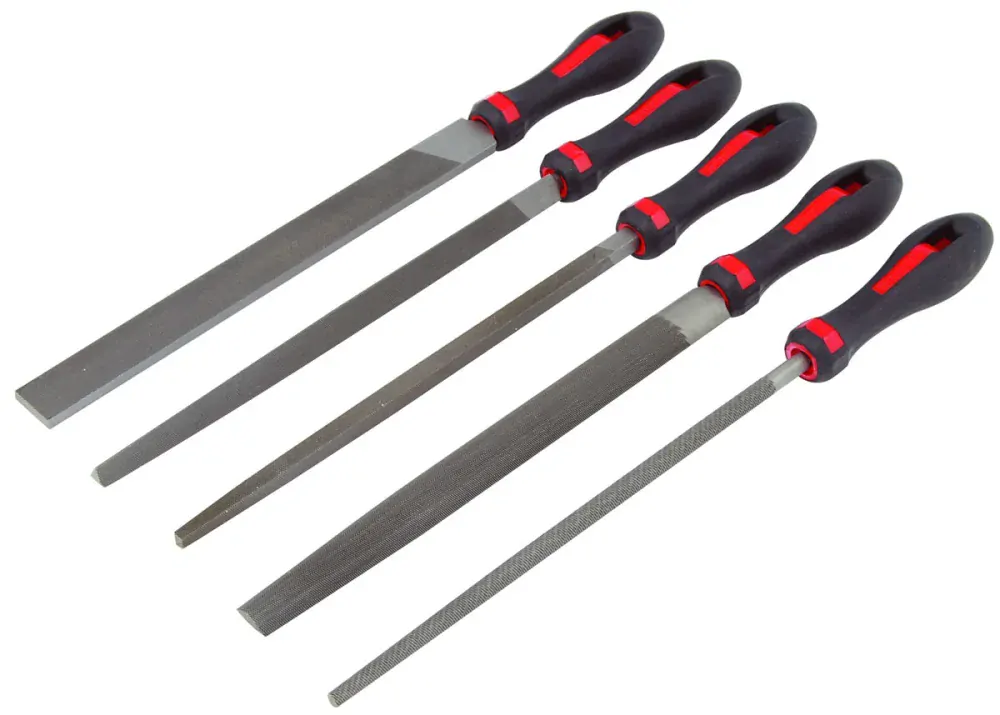 Pilníky sada, různé profily, dvoukomp. rukojeť délka 250 mm, v tašce, Triumf