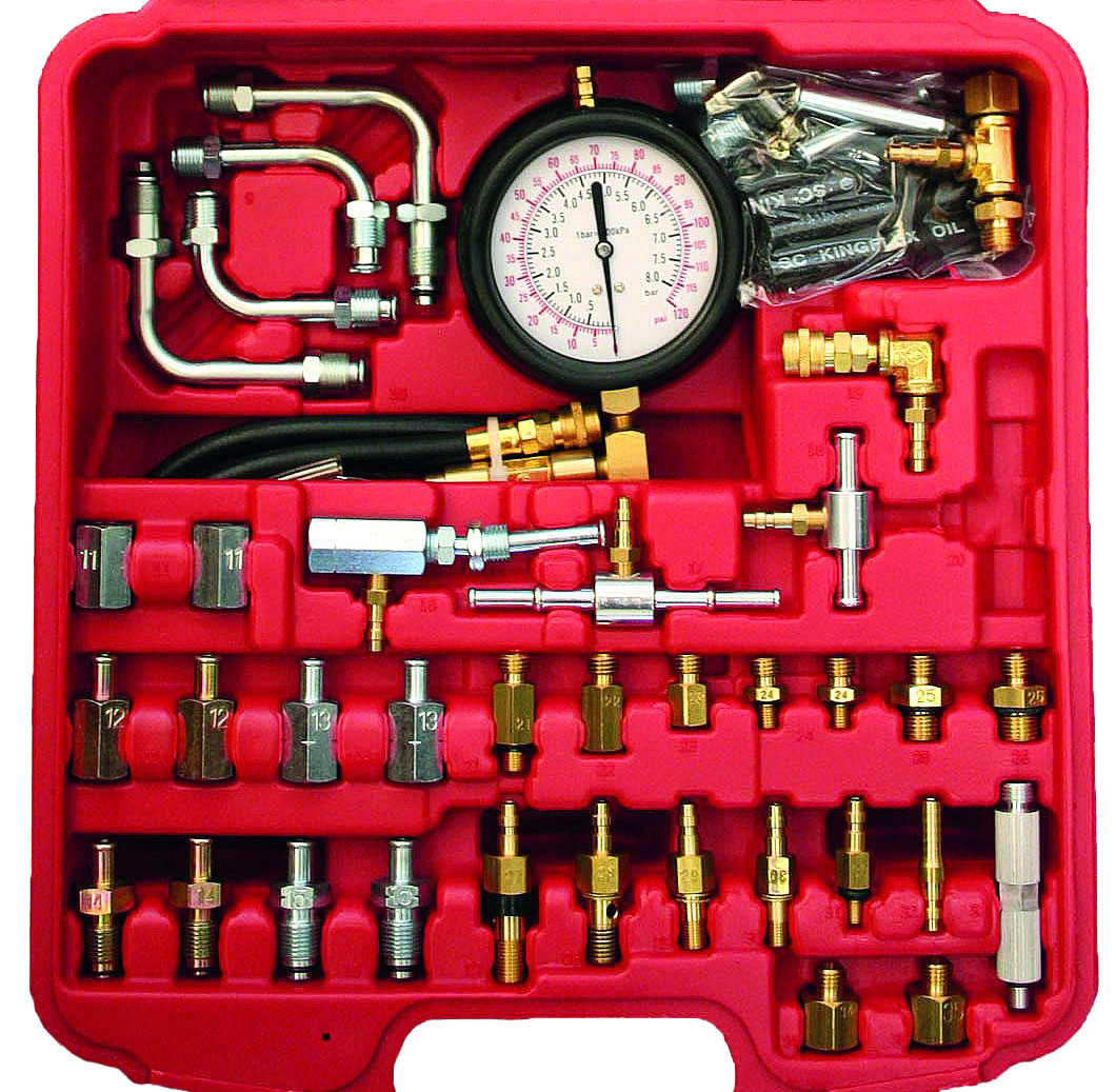 Tester na měření tlaku v palivové soustavě, rozsah 0 - 8 bar, sada, Triumf