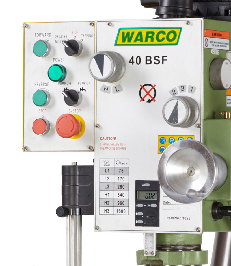 Warco 40 BSF extrémně robustní stojanová vrtačka s převodovkou, 240 V - 300kg