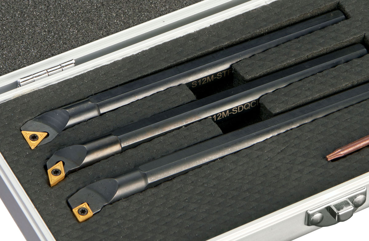 Vyvrtávací tyče pro soustruh vnitřní, 12 mm s výměnnými plátky - sada 3 díly, Warco