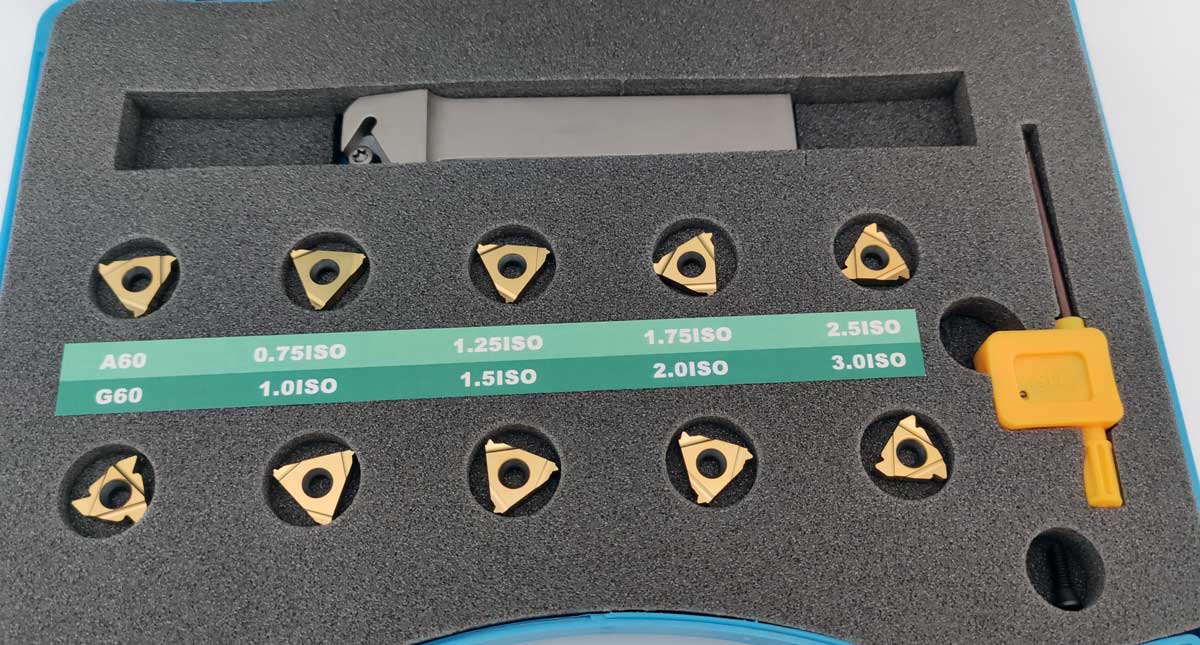 Soustružnický nůž s VBD plátky - metrická sada pro vnější závity, Warco