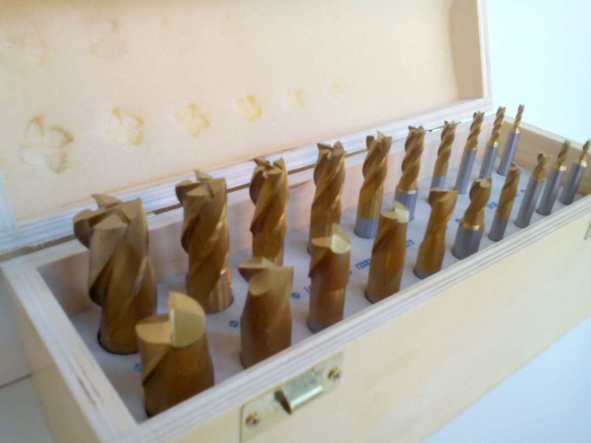 Frézy + drážkové frézy, HSS-TiN 4 břity, 3 - 20 mm, sada 10 + 10 dílů, Warco