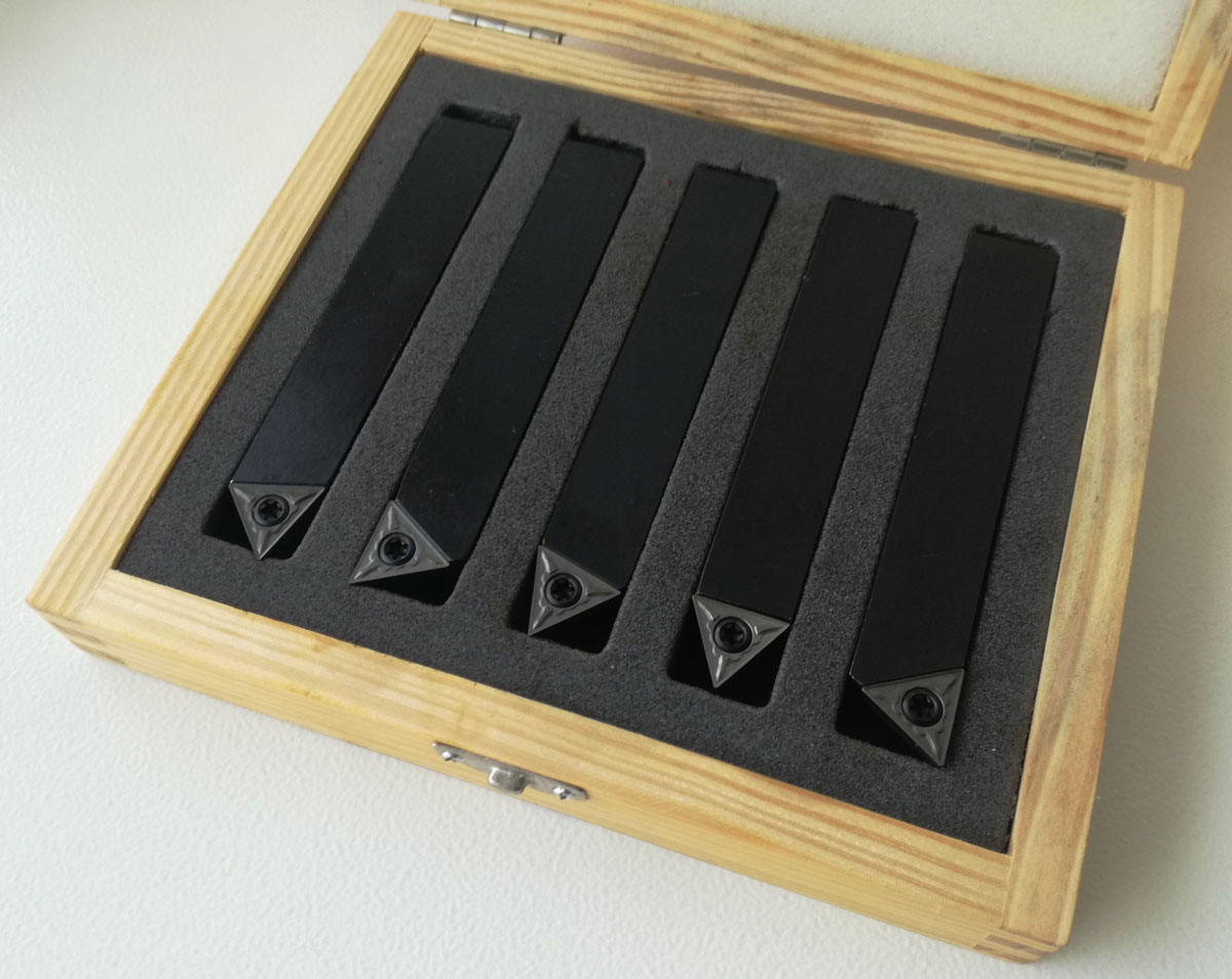 Soustružnické nože 16 mm s výměnnými plátky, sada 5 dílů, Warco