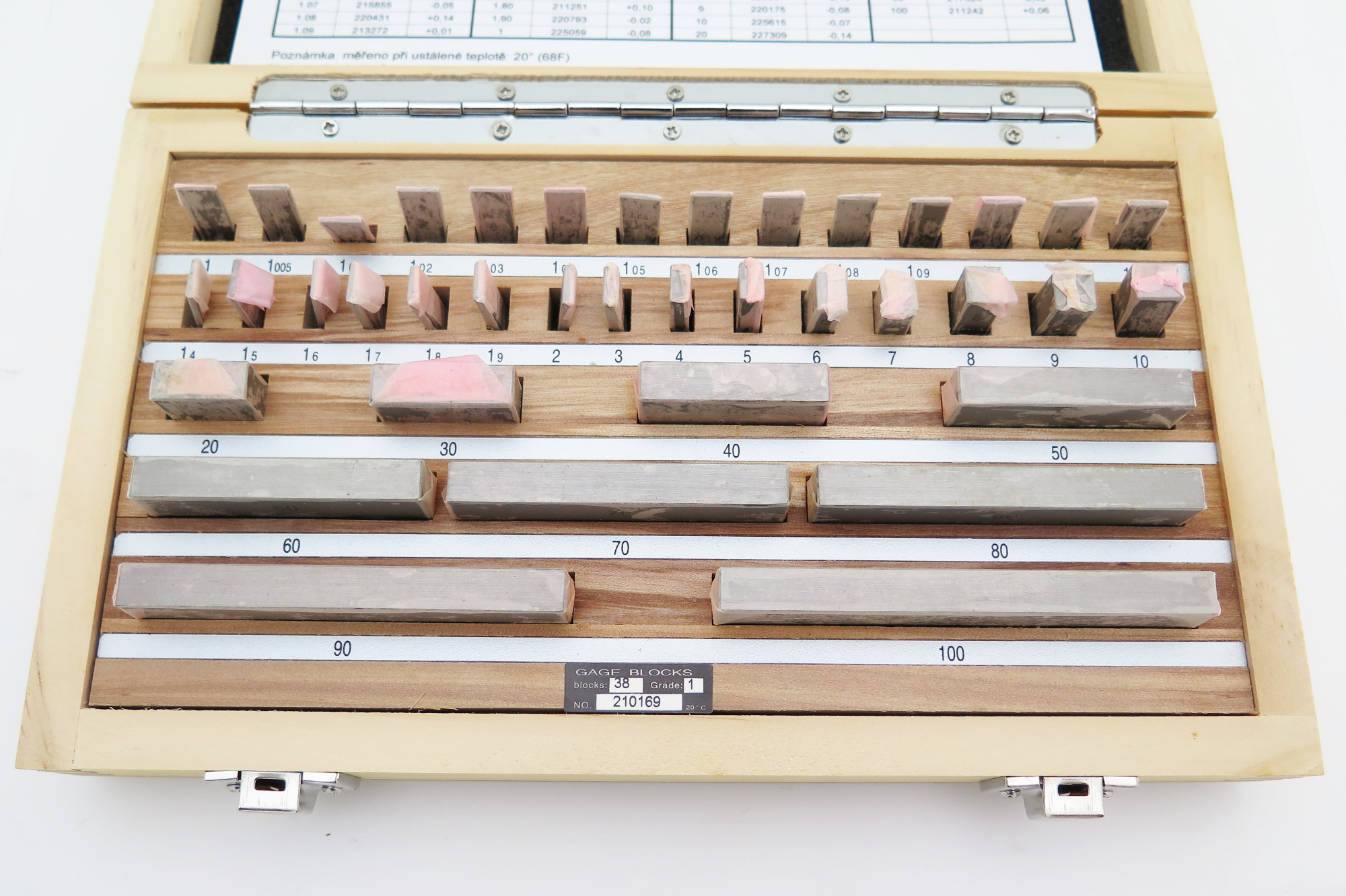 Základní ocelové měrky rozsah 1 - 100 mm, DIN 861/1, 38 ks, KM