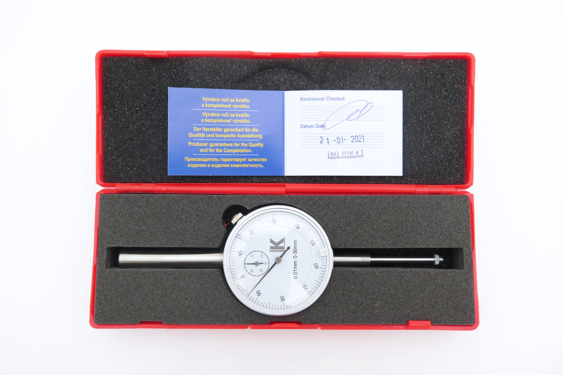 Úchylkoměr číselníkový ČSN EN ISO 46325 (ČSN 25 1811, ČSN 25 1816), Přesnost 35µm, KM