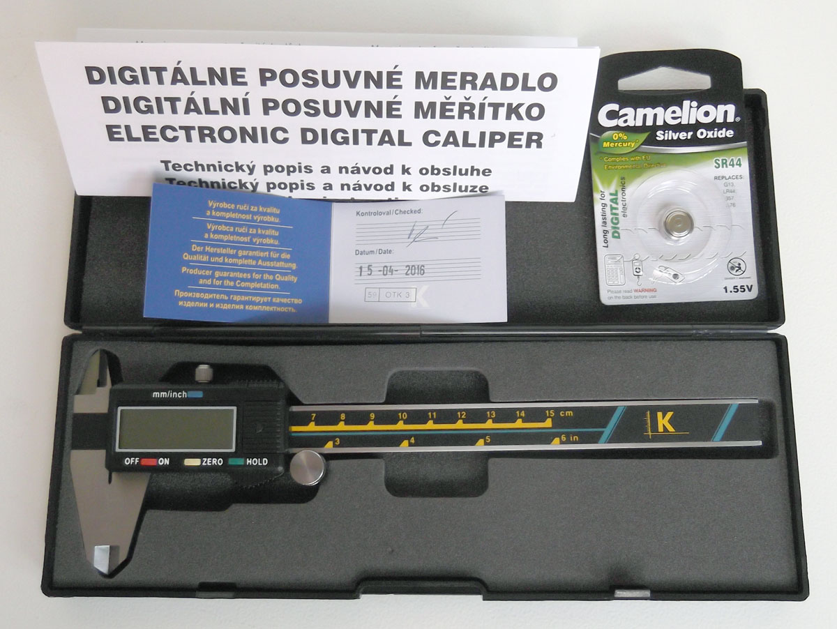 Posuvné měřítko digitální 150 mm - DIN 862, metrické i palcové, mnoho funkcí, KM