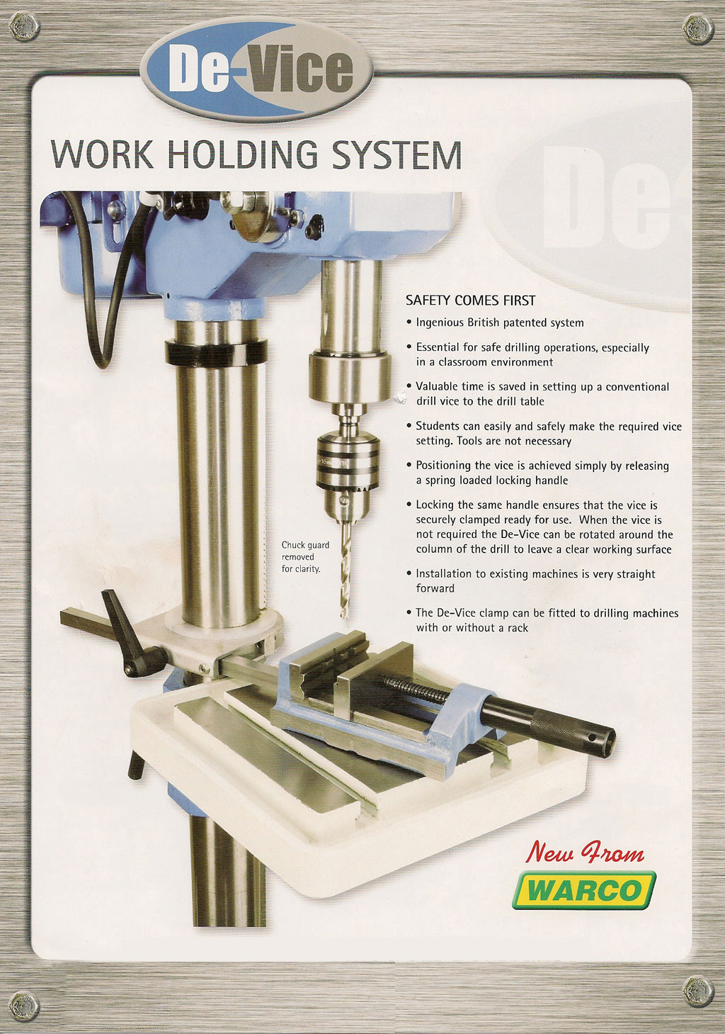 DE-Vice svěrák se sloupovým držákem pod vrtačku - 75 mm, Warco